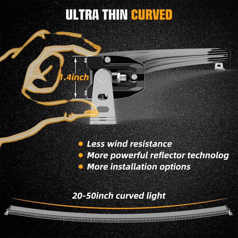20inch Curved G10 Series 54W Slim Enkel Row Light Bar