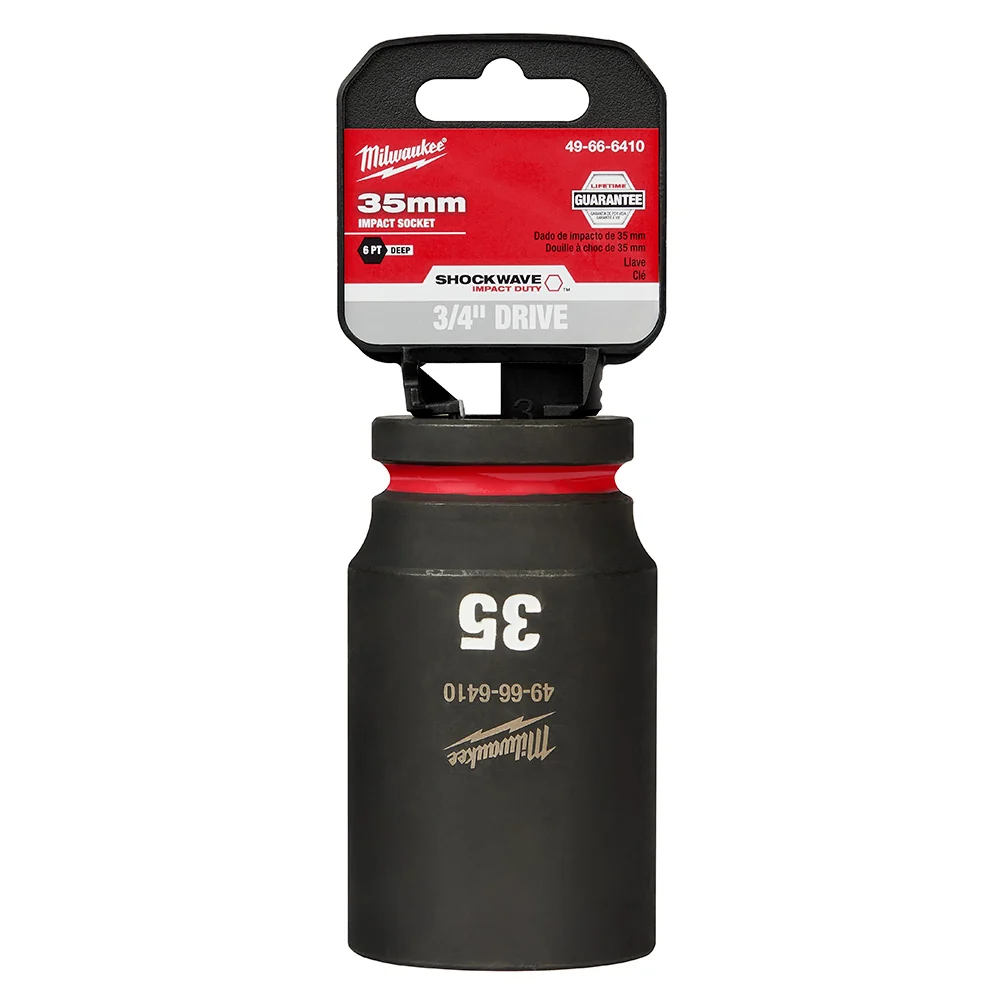 Vlakke Afdek MILWAUKEE SHOCKWAVE Impact Duty 3/4" Drive 35MM Deep 6 Point Socket