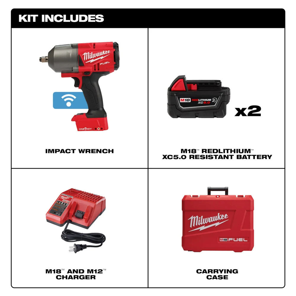 MILWAUKEE M18 FUEL™ w/ ONE-KEY™ High Torque Impact Wrench 1/2" Friction Ring Kit