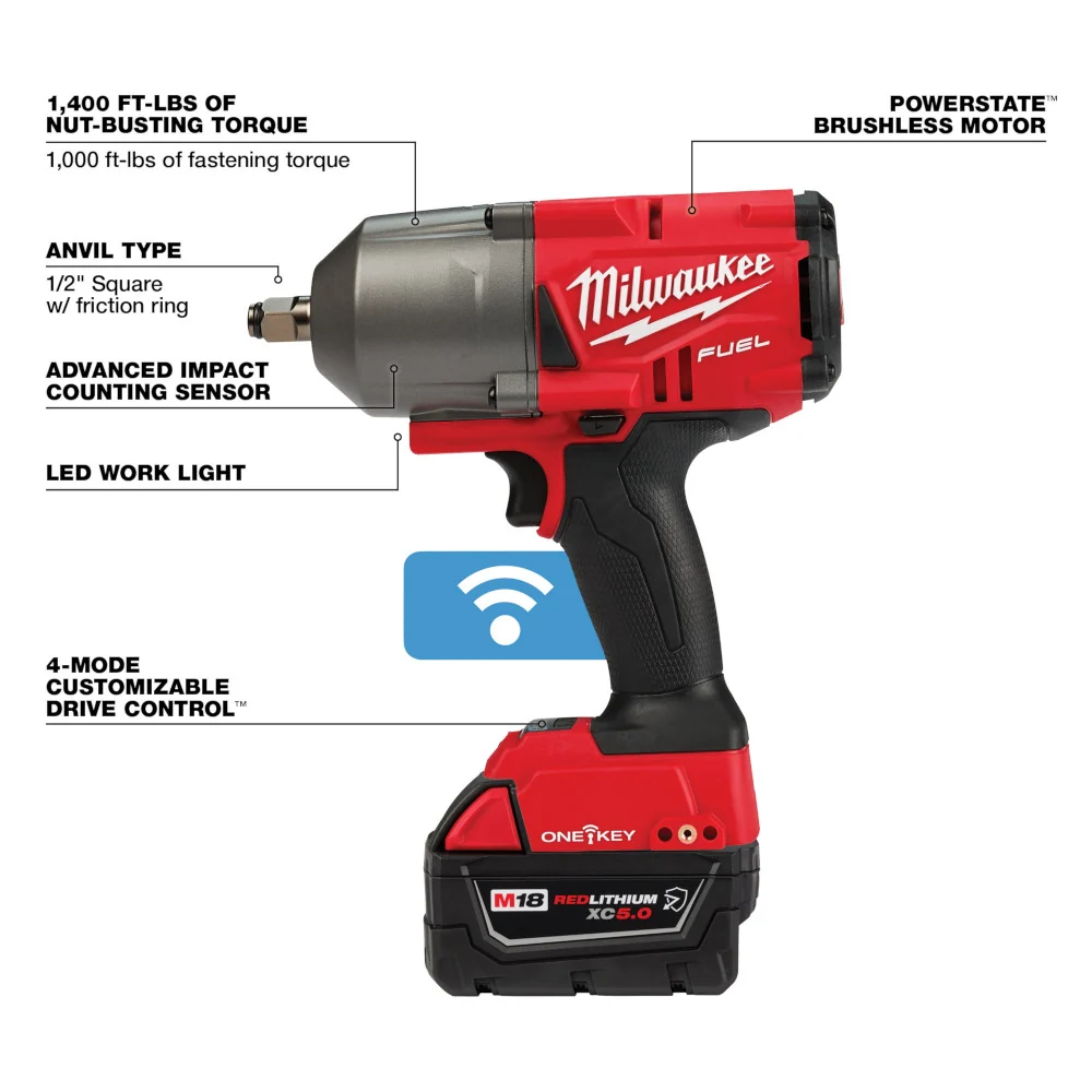 MILWAUKEE M18 FUEL™ w/ ONE-KEY™ High Torque Impact Wrench 1/2" Friction Ring Kit