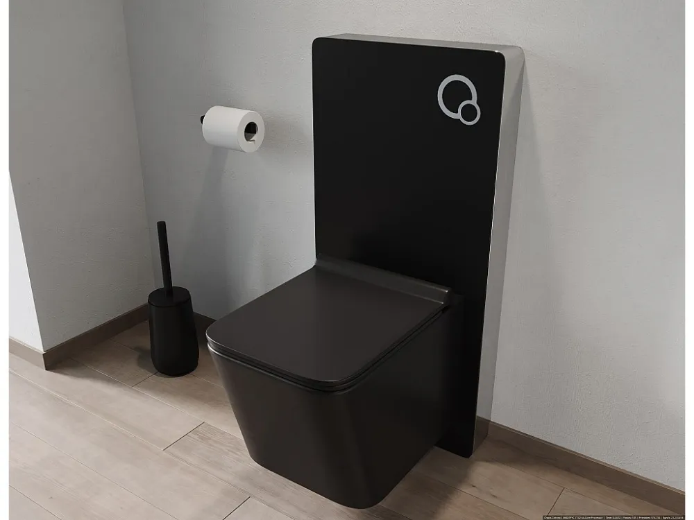 Hangtoilet pakket mat zwart keramiek met decoratieve inbouwreservoir, CLEMONA