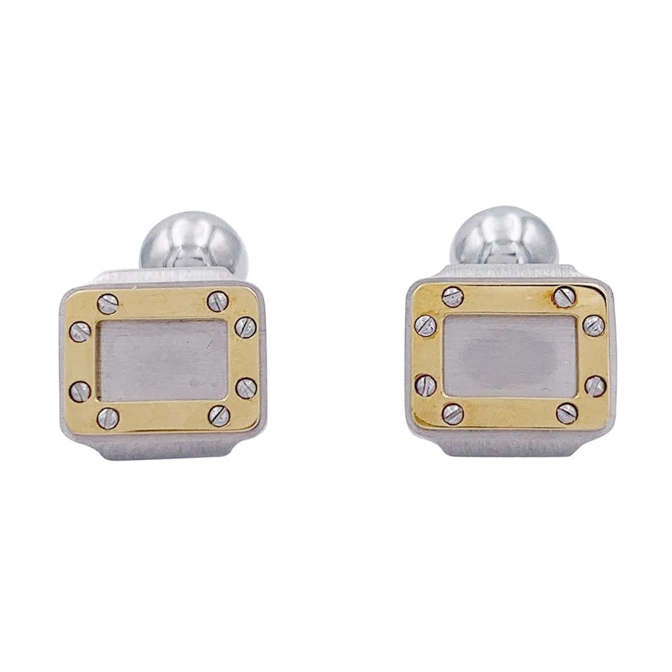 Cufflinks Cartier, "Santos Dumont", verguld and steel.