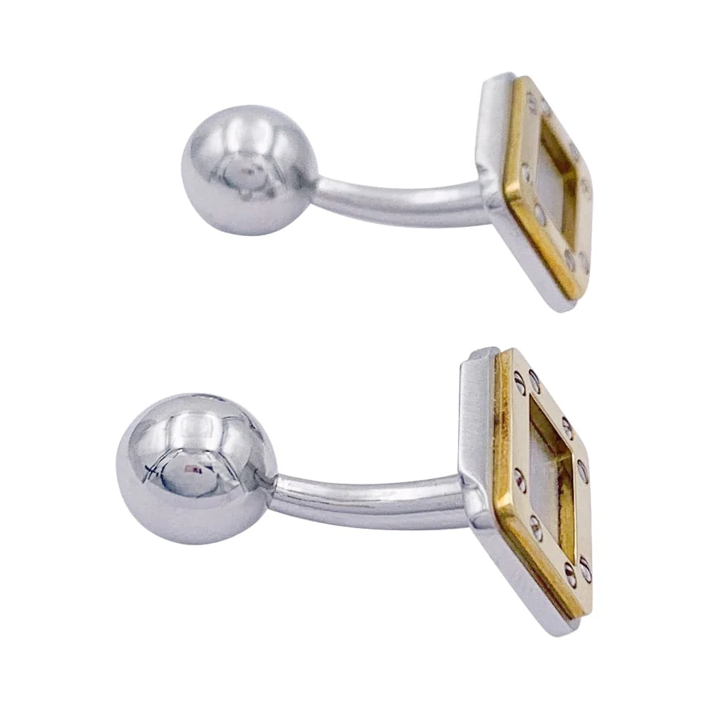 Cufflinks Cartier, "Santos Dumont", verguld and steel.