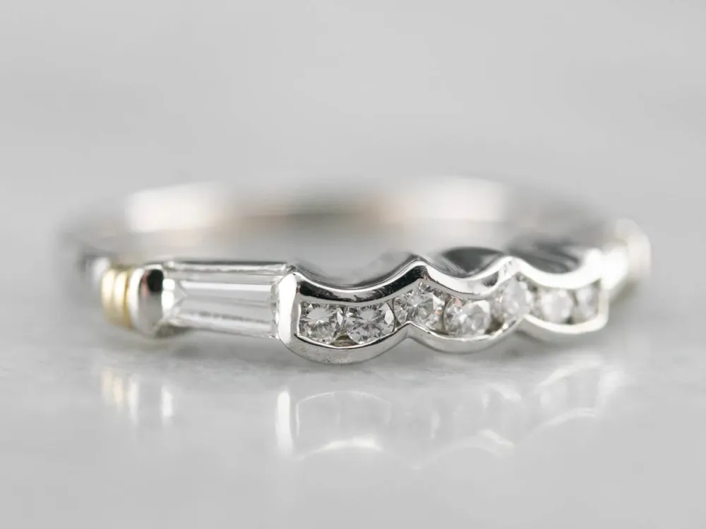Diamond Platinum and 18K Verguld Enhancer Band Set van 4 Stuks
