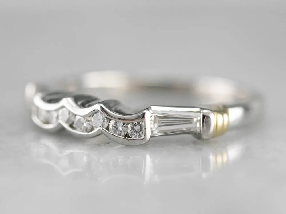 Diamond Platinum and 18K Verguld Enhancer Band Set van 4 Stuks