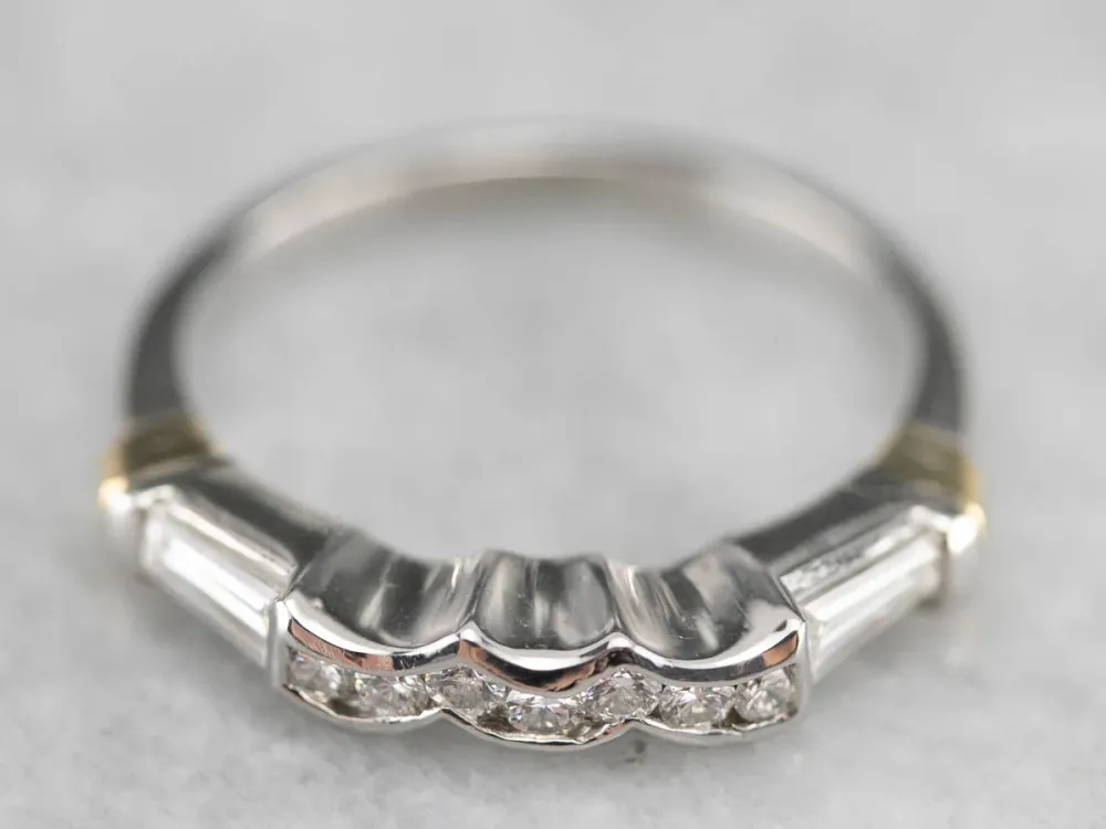 Diamond Platinum and 18K Verguld Enhancer Band Set van 4 Stuks