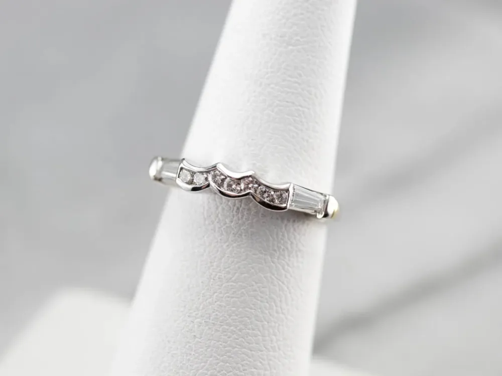 Diamond Platinum and 18K Verguld Enhancer Band Set van 4 Stuks