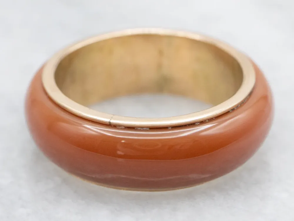 Vintage Carved Carnelian Gold Band