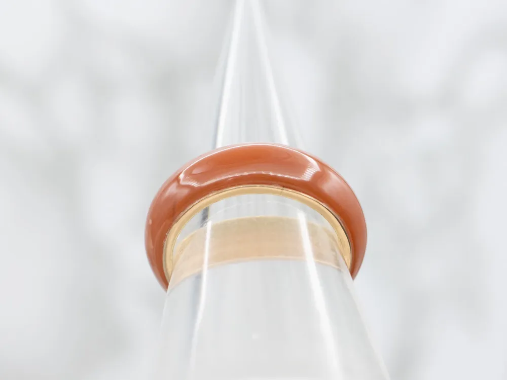 Vintage Carved Carnelian Gold Band