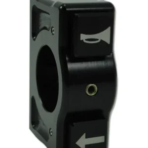 J-TECH 2 Button Switch Housing Left Side, Koolzwart Harley-Davidson met Tandkrans
