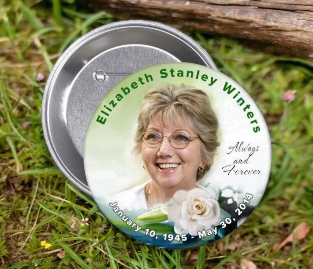 Rose Divine Memorial Button Pin (Pack 10)