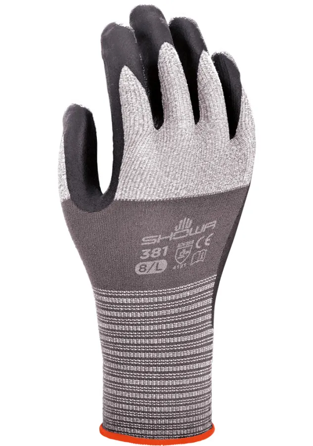 Showa Allround handschoen - 381 - microporeuze nitril gecoat - grijs - maat M