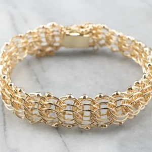 14K Gold Woven Chain Statement Bracelet