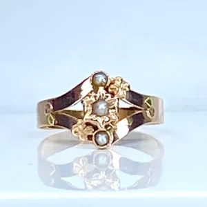 18-carat rose goud and pearl ring, 1900s