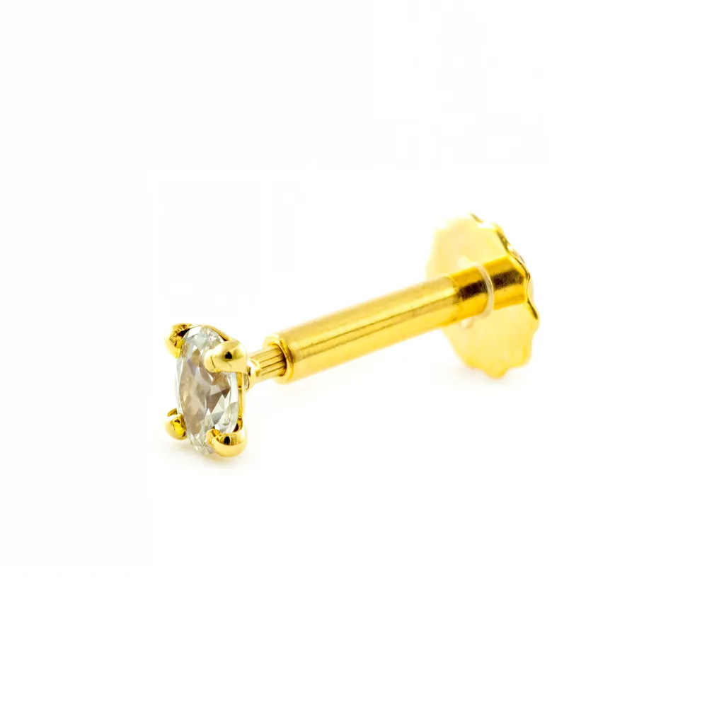 9ct Zonnegeel Gold Cartilage Oval CZ Stud Piercing