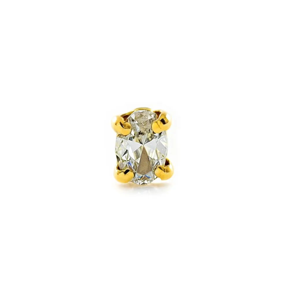 9ct Zonnegeel Gold Cartilage Oval CZ Stud Piercing
