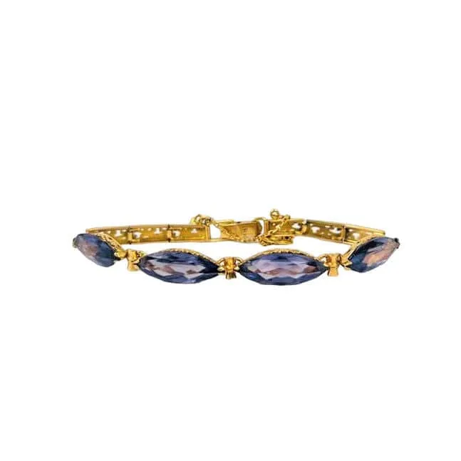 Articulated Goud Bracelet and Purple Stones