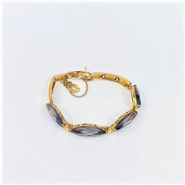 Articulated Goud Bracelet and Purple Stones