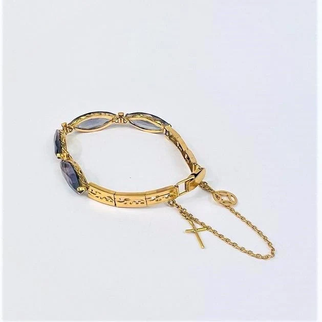 Articulated Goud Bracelet and Purple Stones