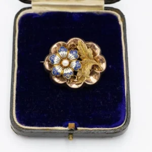 Biedermeier style brooch enamel and pearl, Germany, first half 19th century