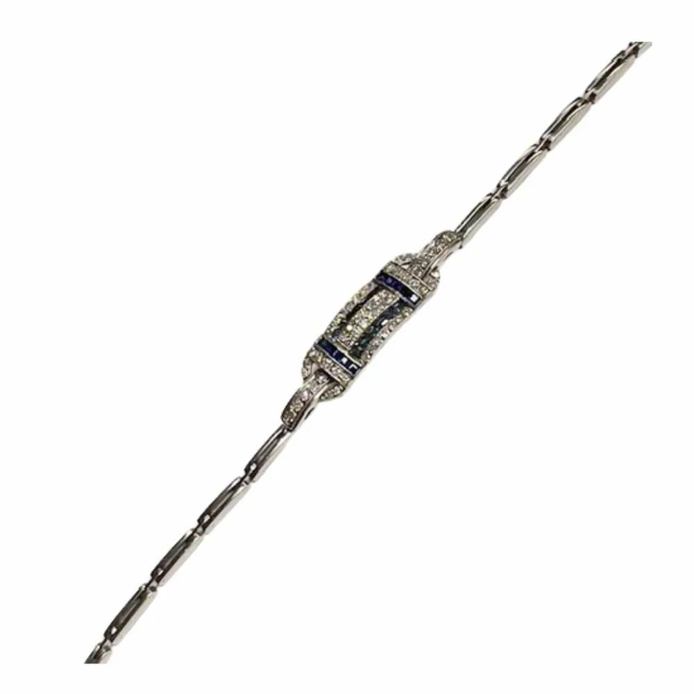 Bracelet style Art Deco platinum Diamonds Sapphires