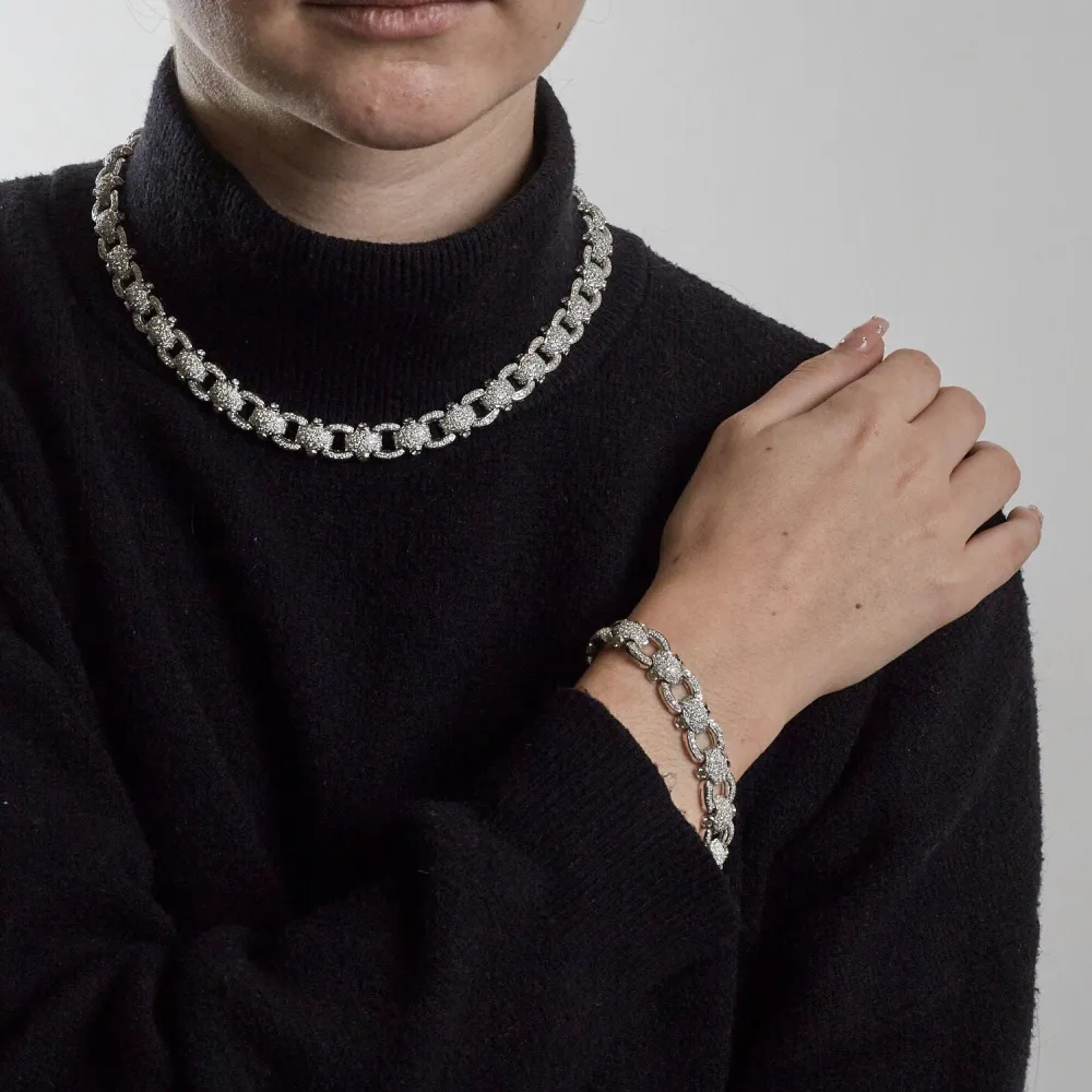 Diamond Pave Chain Bracelet Compatible met 48mm Pijpen