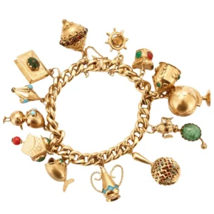 Important Curb bracelet and tassels yellow verguld