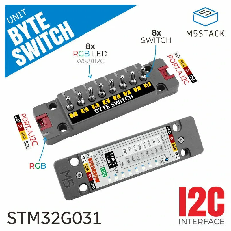 M5Stack Byte Switch Unit 8x Switches (STM32G031)