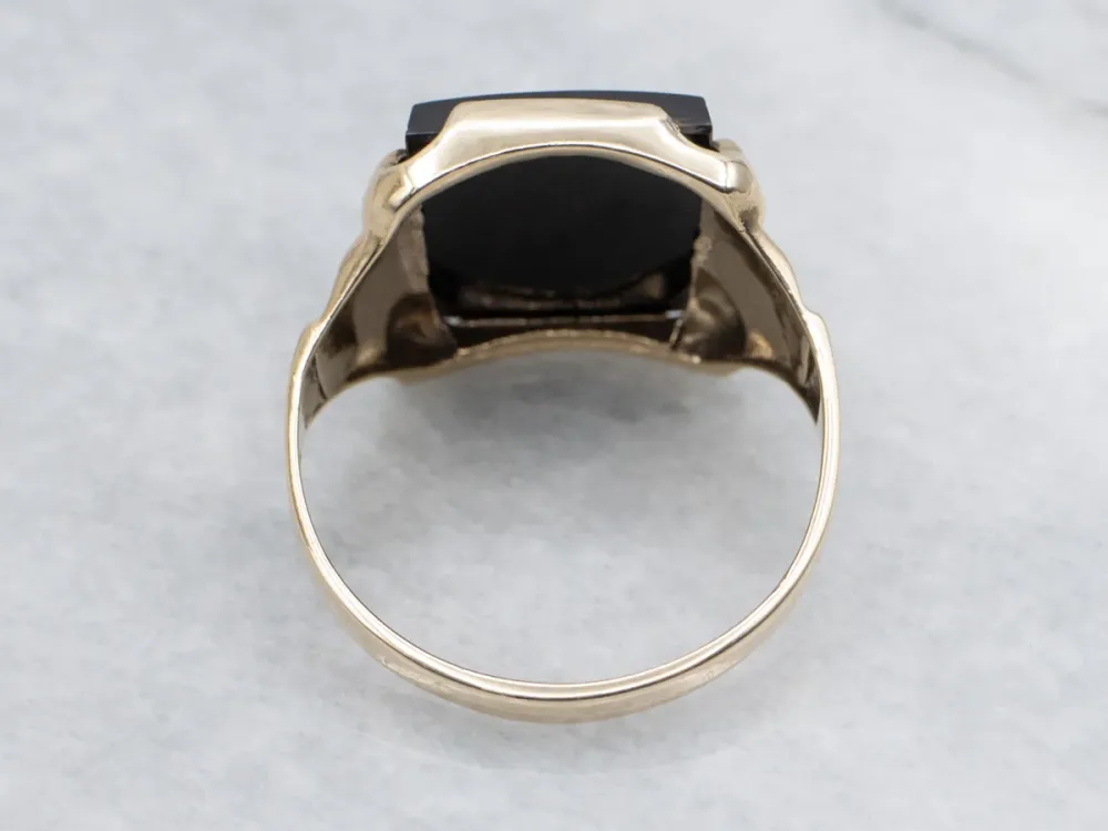 Men's 10K Yellow Gold Ebbenhout Onyx Intaglio Ring