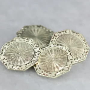 Multifunctionele Vintage Engraved Octagonal Goud Cufflinks