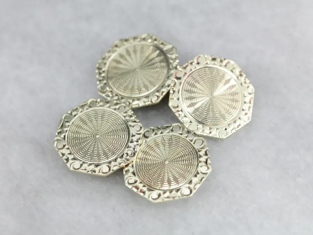 Multifunctionele Vintage Engraved Octagonal Goud Cufflinks