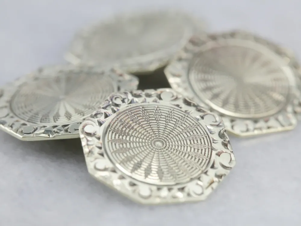 Multifunctionele Vintage Engraved Octagonal Goud Cufflinks