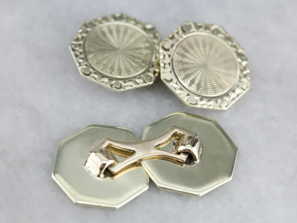 Multifunctionele Vintage Engraved Octagonal Goud Cufflinks