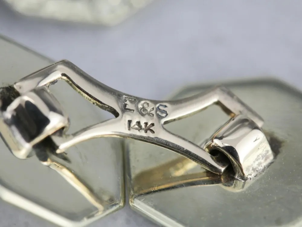 Multifunctionele Vintage Engraved Octagonal Goud Cufflinks