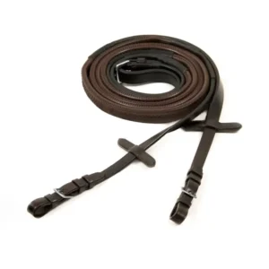 Natuurrubber Reins Buckles Dark Brown/Silver P Gegalvaniseerd Staal