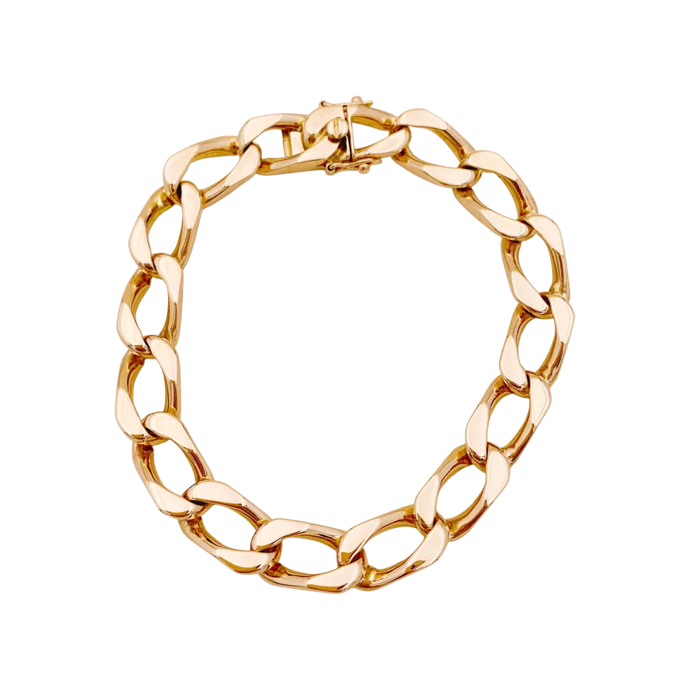 Rose gold curb chain bracelet.