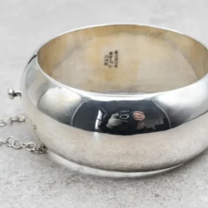 Sterling Silver Mexican Wide Hinged Bangle Bracelet