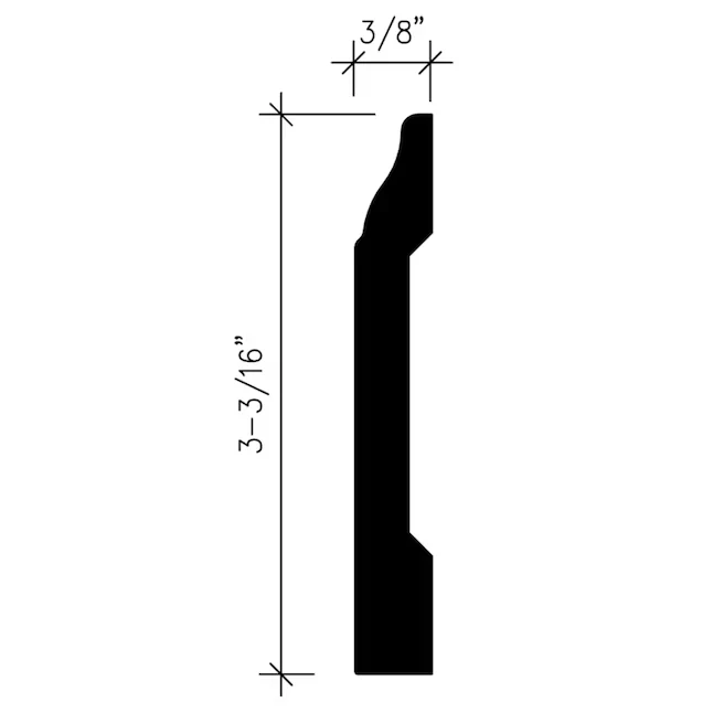 Verzonken Inteplast Group Building Products 3/8- x 3-3/16- x 8-ft Traditional Finished Polystyrene Baseboard Moulding