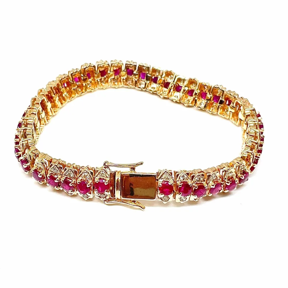 Vintage gold, ruby and diamond bracelet