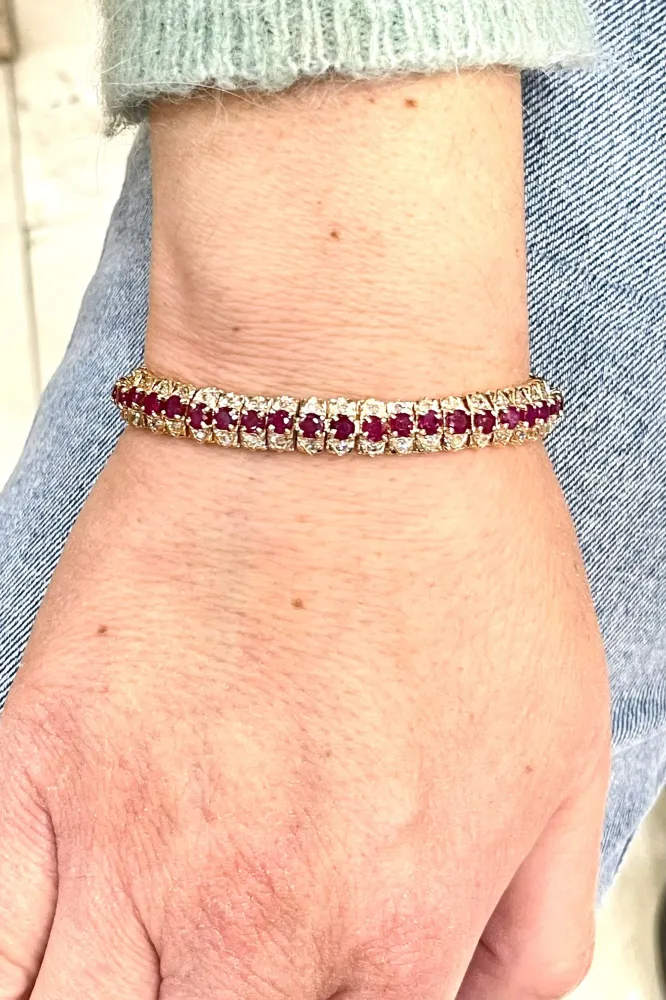Vintage gold, ruby and diamond bracelet