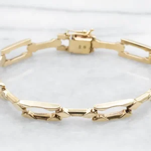 Yellow Gold Rectangle and Bar Link Bracelet