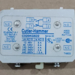 10 Amp, NEMA 5, 1 NO+ 1NC, 600 VAC Coil Auxiliary Contact C320KGS22