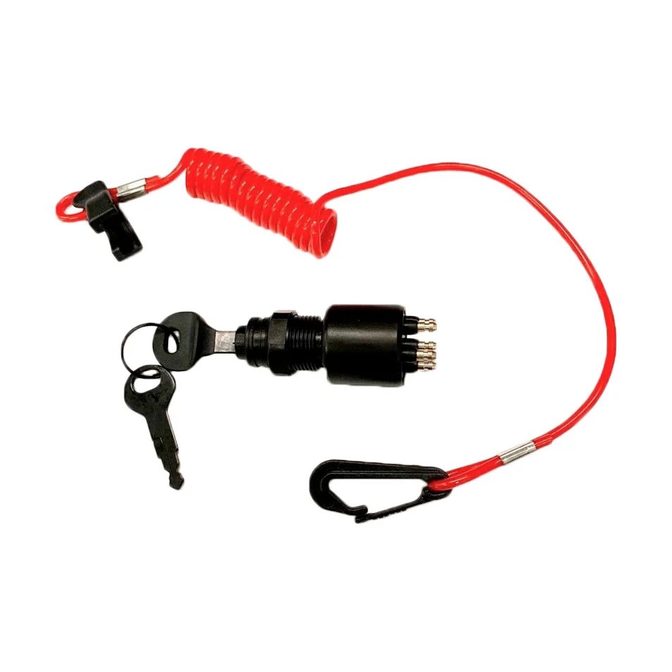 Industrieel Gecertificeerd Evinrude, Johnson, OMC Ignition Key Switch & Safety Lanyard - 5005801, 175974