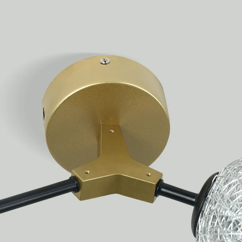 Handgeweven bal semi-inbouwlamp Strak 1-kops plafondinbouw gouden afwerking voor Gladde Oppervlakken