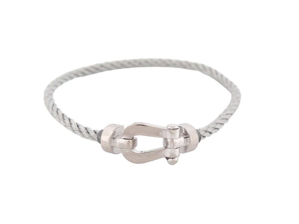 FRED bracelet force 10 mm shackle white goud steel cable t14