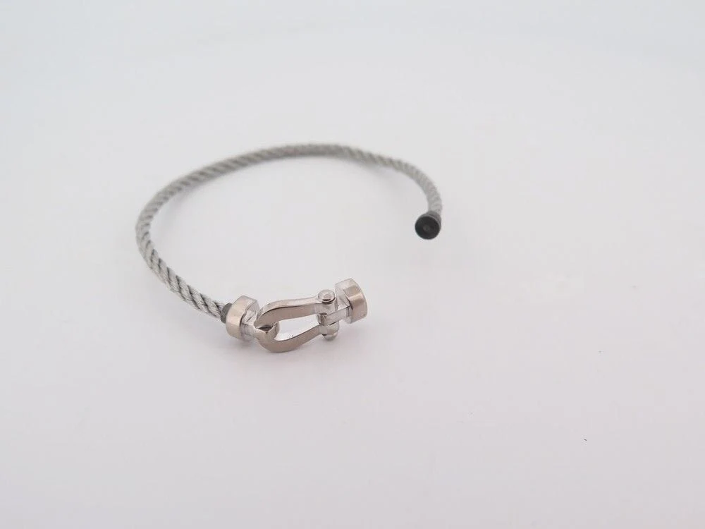 FRED bracelet force 10 mm shackle white goud steel cable t14