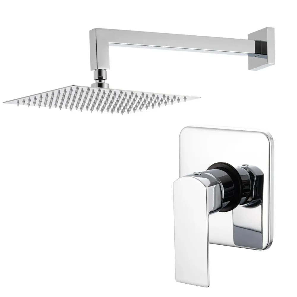 Shower kit one-way built- 300 mm square showerhead chrome-plated geel koper Fire