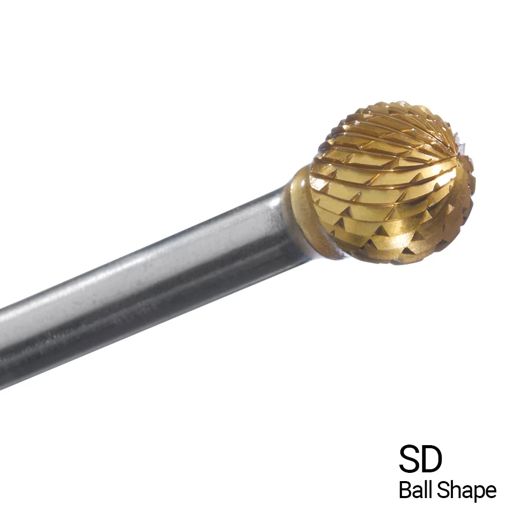CHAMPION SD3 Dubbel Cut TiN Coated Carbide Bur compatible met ISO-norm