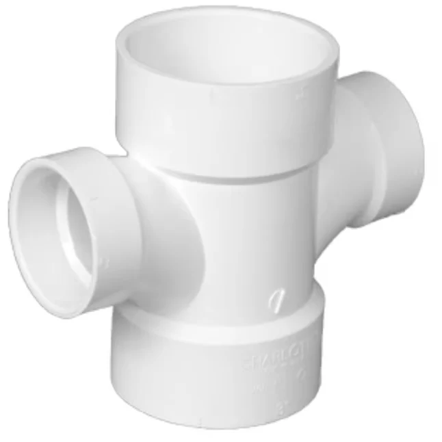 Charlotte Pipe 3- x 3- x 2- x 2- PVC DWV Reducing Dubbel Sanitary Tee