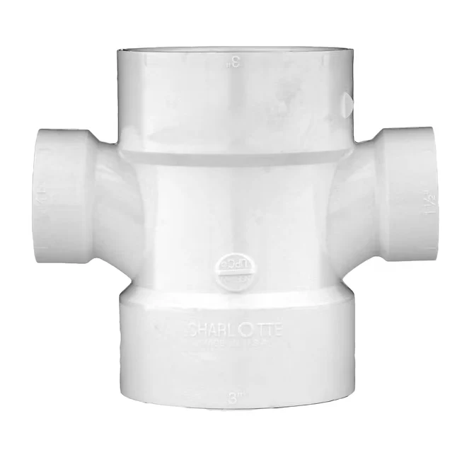 Charlotte Pipe 3- x 3- x 2- x 2- PVC DWV Reducing Dubbel Sanitary Tee